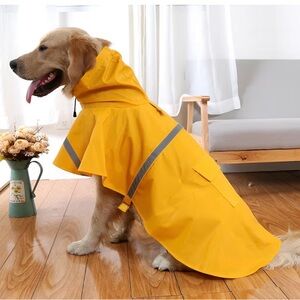 Waterproof Dog Raincoat with Hood & Reflective Trim – Yellow M/L